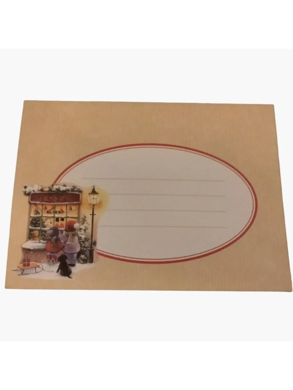 Christmas Card Children Dog Looking At Toy Store May The Gifts Of Love And Joy